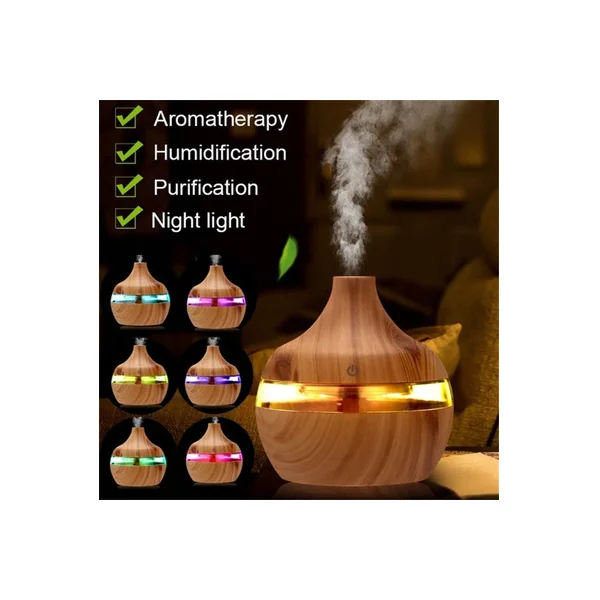 300ml Air Humidifier Led Aroma Essential Oil Diffuser Wood Grain Ultrasonic Humidifier Mini USB Atomizer Purifier Nightlight
